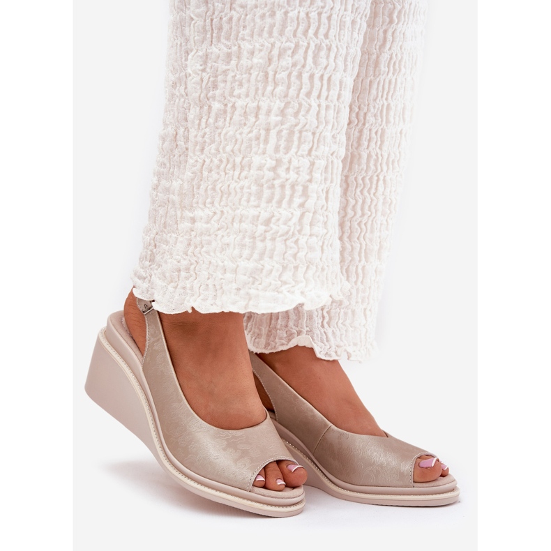 S.Barski Női bőr szandál az ékön S. Barski LR51-539 PLN aranysárga 1