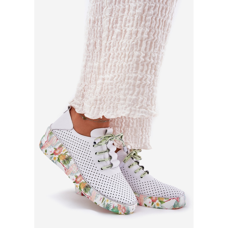 Bőr ék cipő minta Artiker 54C1807 fehér és zöld 1