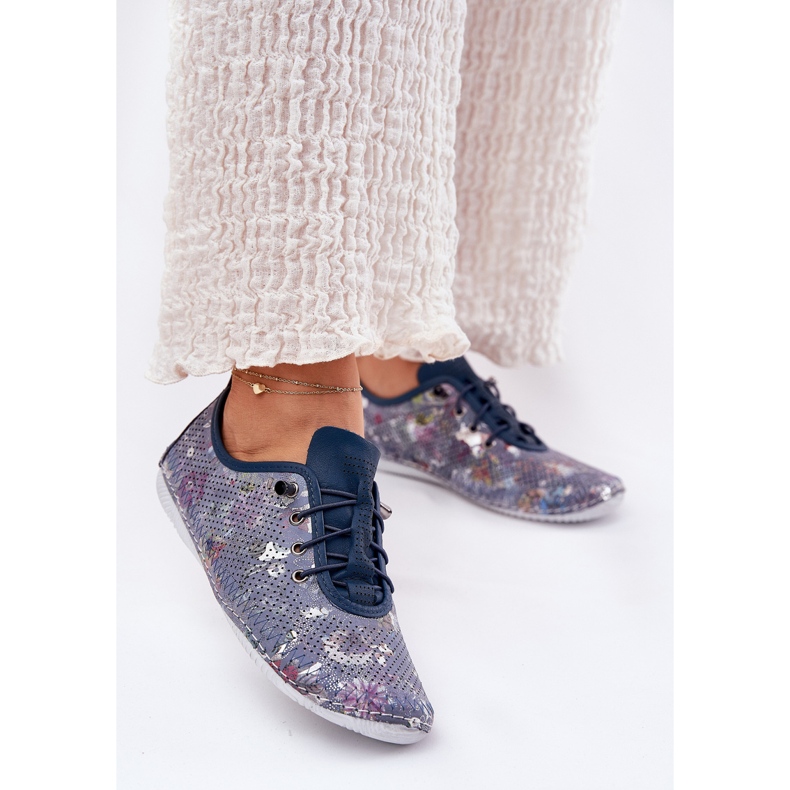 Női cipő természetes bőr mintás Artiker 56C2691 kék 2