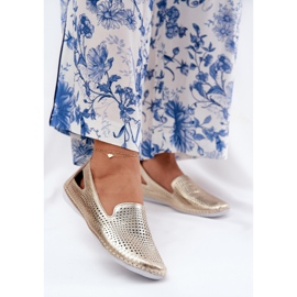 Nyílt munkás balerinák természetes bőr Artiker 56C2694 PLN aranysárga 2