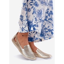 Nyílt munkás balerinák természetes bőr Artiker 56C2694 PLN aranysárga 1