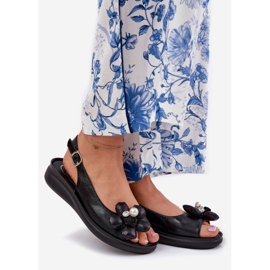 Jezzi Női szandál dekoratív virágfekete 1