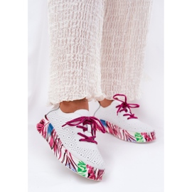 Vinceza Női bőr cipők egy mintás Vinceeza 88017 fehér platformon 2