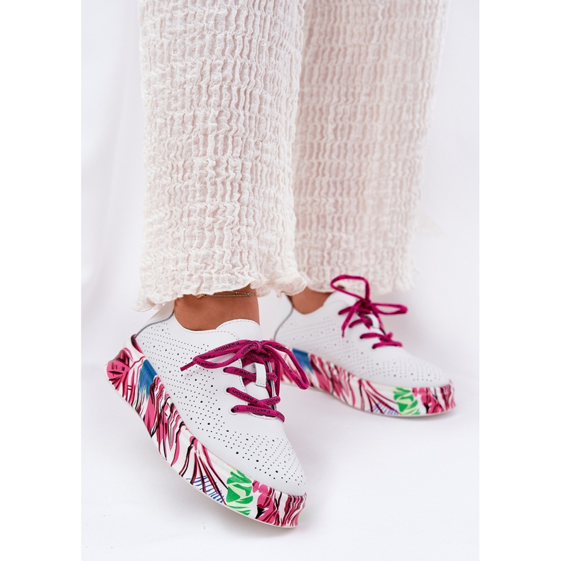 Vinceza Női bőr cipők egy mintás Vinceeza 88017 fehér platformon 2