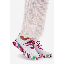 Vinceza Női bőr cipők egy mintás Vinceeza 88017 fehér platformon 1