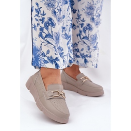 Vinceza Női bőr lehajok arany részletekkel VinZ 88007 sötét bézs 2