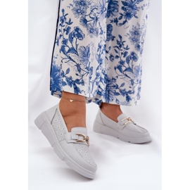 Vinceza Női bőr lágyítók arany részletekkel Vincez 88007 világosszürke fehér 2