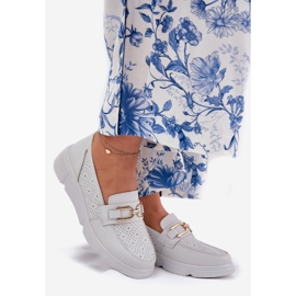 Vinceza Női bőr lágyítók arany részletekkel Vincez 88007 világosszürke fehér 1