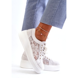 S.Barski Női csipke cipők cipők a platformon S. Barski Hy51-059 fehér 3