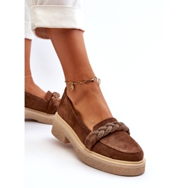 Zazoo 3429/W női velúr mokaszin díszítéssel, barna 2