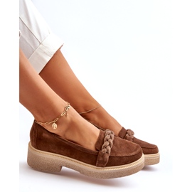 Zazoo 3429/W női velúr mokaszin díszítéssel, barna 4