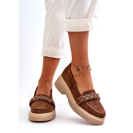 Zazoo 3429/W női velúr mokaszin díszítéssel, barna 3