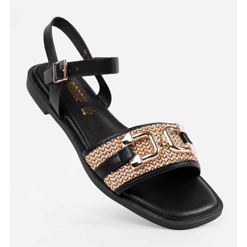 Goodin Fekete szandál bőr talpbetéttel 1