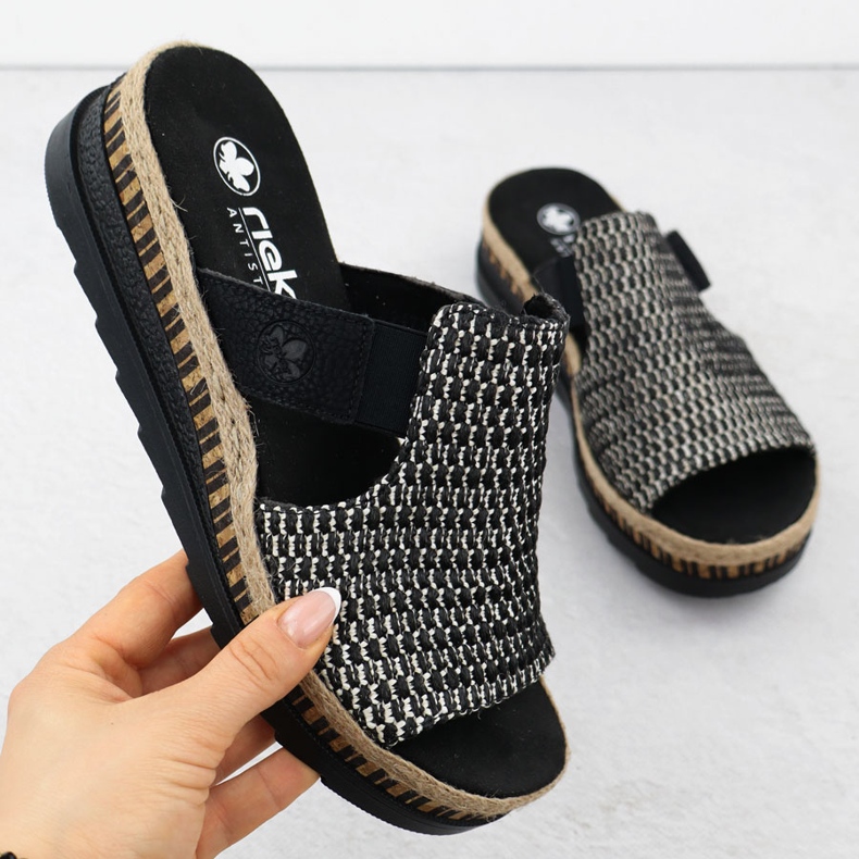 Bőr női bőr ékek fekete fekete rieker v7953-00 1