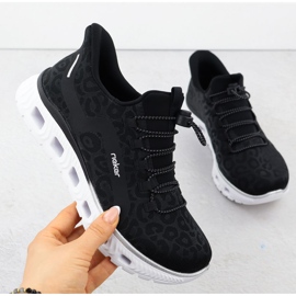 Női sportcipő leopárd nyomtatásban Rieker M6066-01 fekete 1