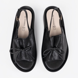 Goodin Fekete ék szandál bőr betéttel 1