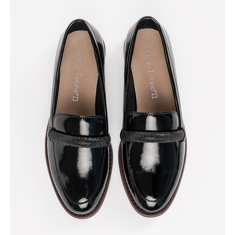 Mokaszinok Sergio Leone fekete bőr betéttel 2