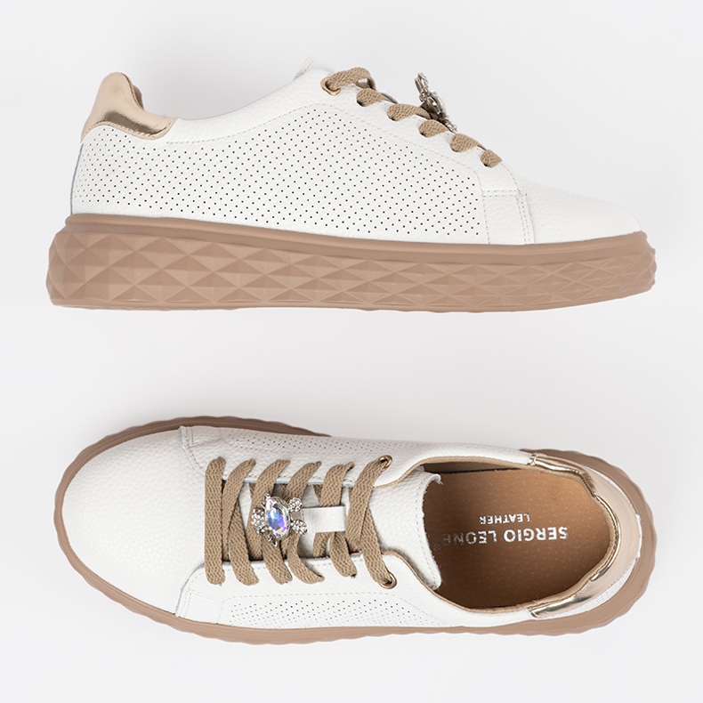 Fehér és bézs cipők bőrcsapokkal Sergio Leone 2