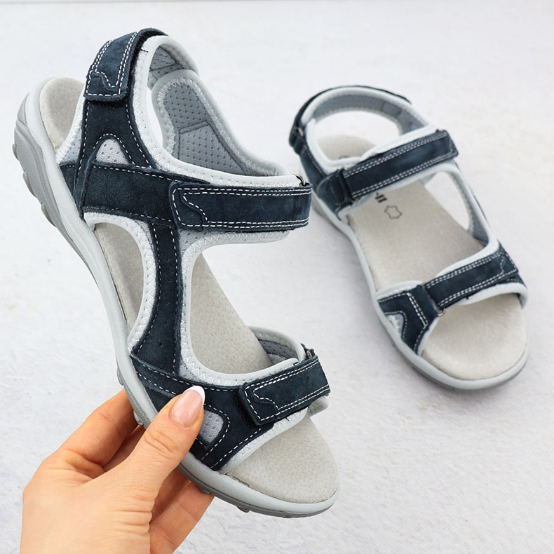 Cambell Camell AL94327 sötétkék bőr tépőzáras szandál 1