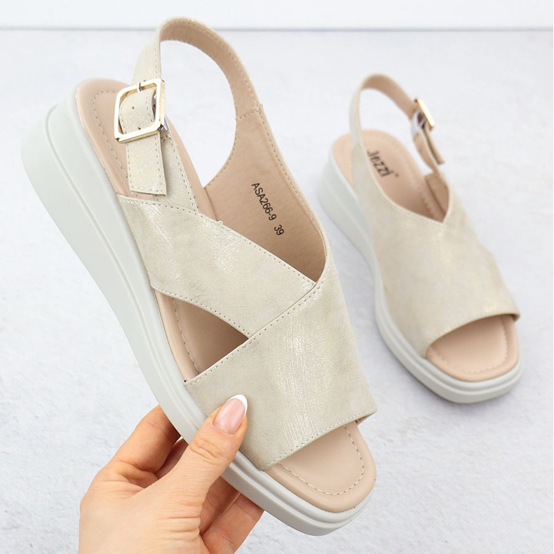 Női szandál ékeken arany jezzi Asa266-9 aranysárga 1