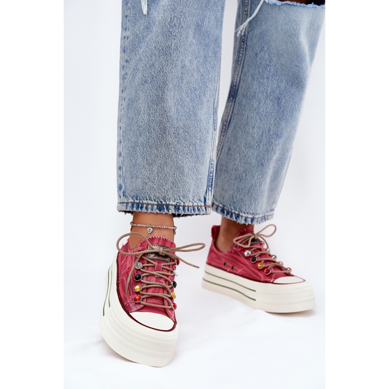 Női cipők a Goe RR2N4104 platformon piros 1