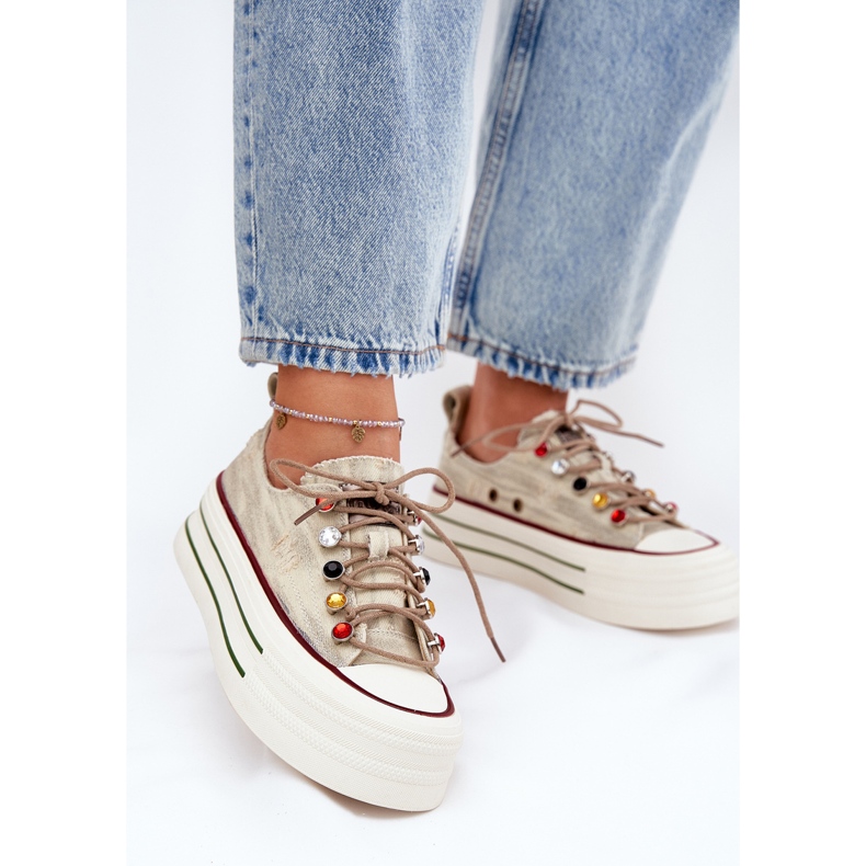 Női cipők a platformon goe rr2n4105 bézs 2