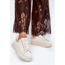 Női bőr cipők a Goe RR2N4004 platformon bézs 2