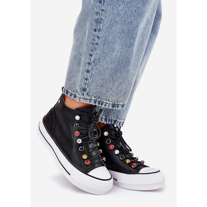 Goe RR2N4101 női magas bőr cipők fekete 1