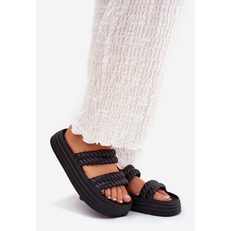 S.Barski Könnyű hab papucs a platformon S. Barski ZK51-001 fekete 1