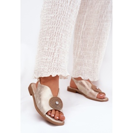 S.Barski Fényes női szandál dekoratív részletek S. Barski Kv51-012 Zlotys aranysárga 2