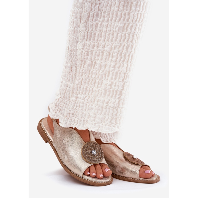 S.Barski Fényes női szandál dekoratív részletek S. Barski Kv51-012 Zlotys aranysárga 1