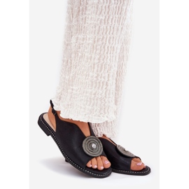 S.Barski Fényes női szandál dekoratív részletek S. Barski Kv51-012 fekete 1