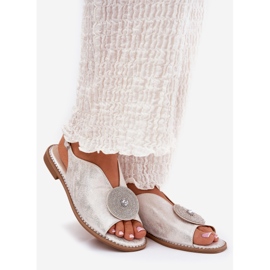 S.Barski Fényes női szandál dekoratív részletek S. Barski Kv51-012 ezüst 1