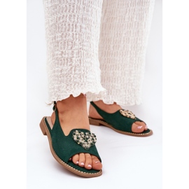 S.Barski Női szandál dekoratív szívvel S. Barski Kv27-018 zöld 2