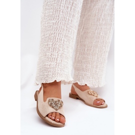 S.Barski Női szandál dekoratív szívvel S. Barski Kv27-018 bézs 2