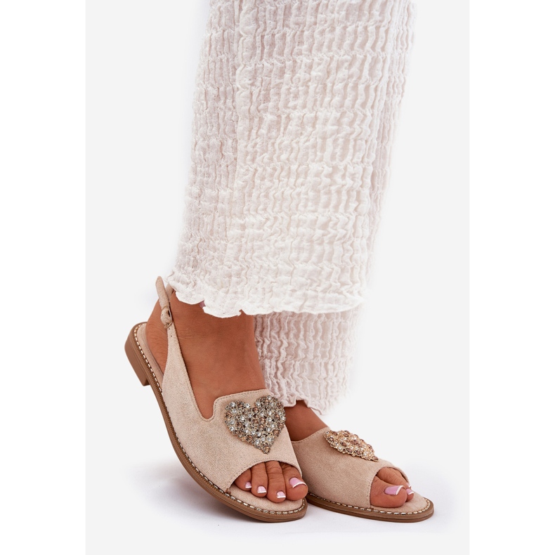 S.Barski Női szandál dekoratív szívvel S. Barski Kv27-018 bézs 1