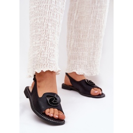 S.Barski Fényes női szandál díszítéssel S. Barski Kv51-006 fekete 2