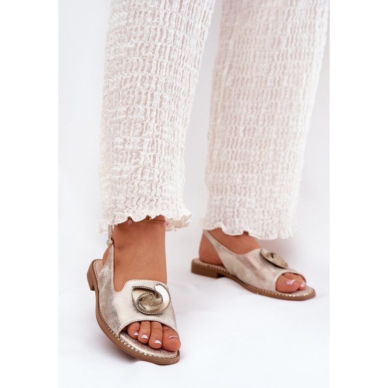 S.Barski Fényes női szandál díszes S. Barski Kv51-006 arany aranysárga 2