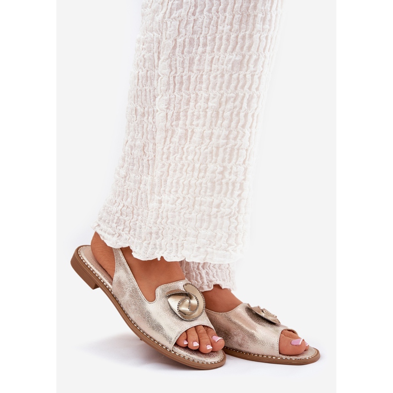 S.Barski Fényes női szandál díszes S. Barski Kv51-006 arany aranysárga 1