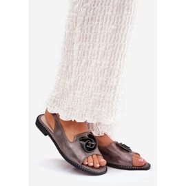 S.Barski Fényes női szandál díszítéssel S. Barski Kv51-006 szürke 1