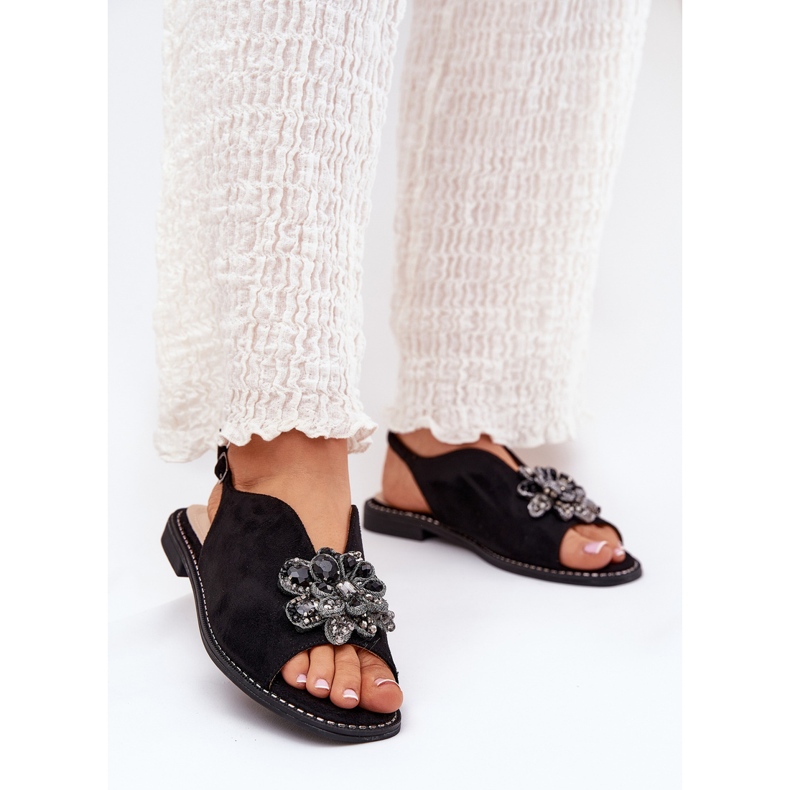 S.Barski Lapos sarkú női szandál díszes S. barski kv27-001 fekete 2