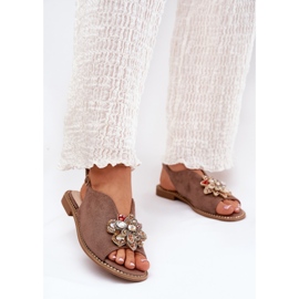 S.Barski Lapos sarkú női szandál S. Barski KV27-001 díszes sötét bézs 2