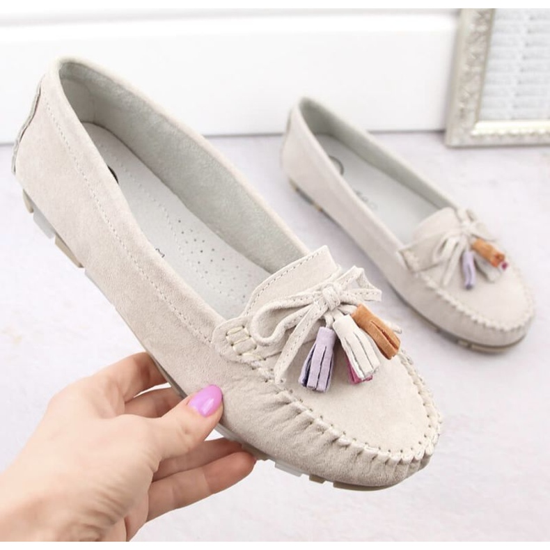 Filippo W PAW506A bézs velúr bőr mokaszin rojtokkal 2