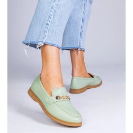 Zöld mokaszinok arany díszítéssel 2