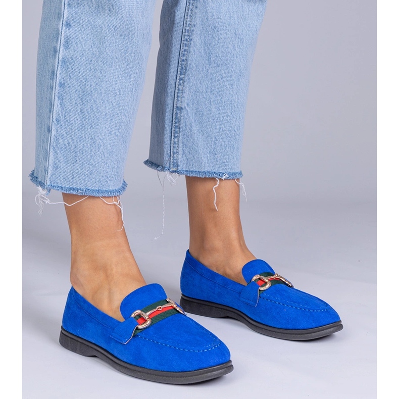 Kék cipők az Ekozamszból arany dekorációval 1