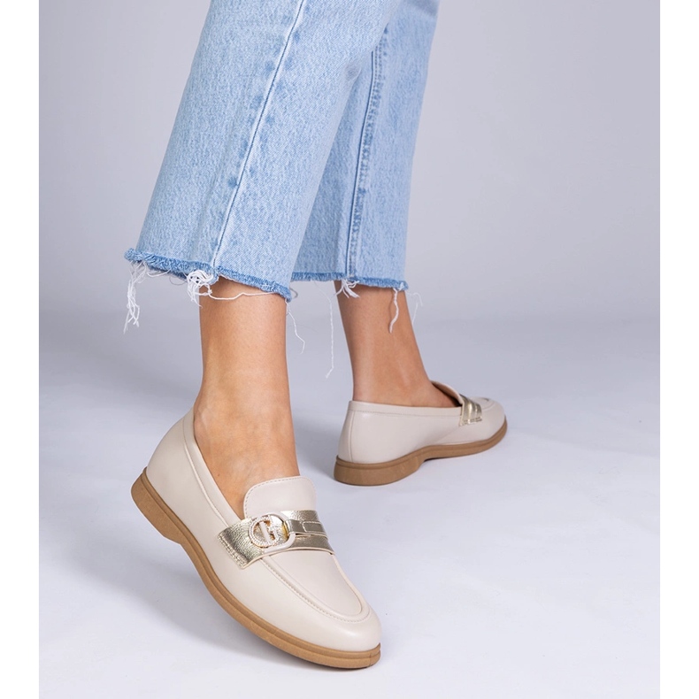 Bézs ECO -LEATH LOAFERS cirkonokkal 1