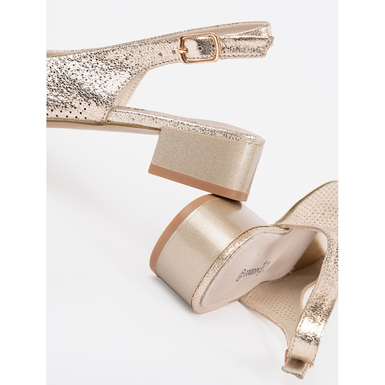 Goodin Arany nyílt munkás alacsony kerekes szandál aranysárga 1