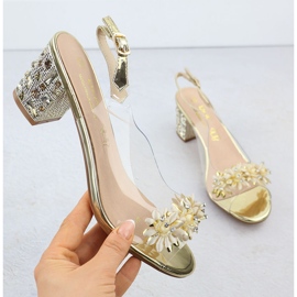 S.Barski Átlátszó női szandál egy oszlopon, cirkonokkal Złote S. Barski MR51-725 aranysárga 1