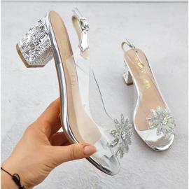 Átlátszó női szandál egy oszlopon cirkons ezüst S.Barski MR51-002 1