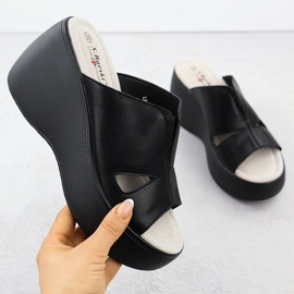 S.Barski Női bőr ékek a fekete ékeken S. Barski LR51-541 1